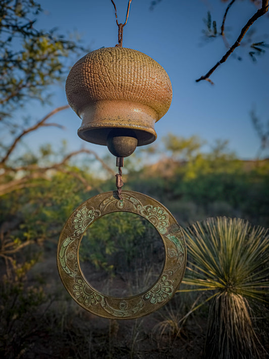 Wood Fire Relic Bell #3 • Brass Ring by Dirt Creature Pottery