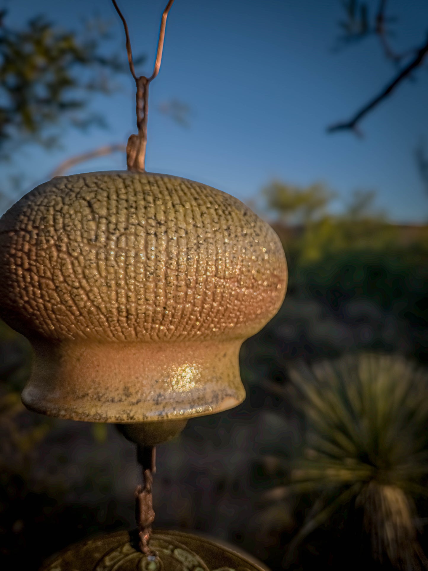 Wood Fire Relic Bell #3 • Brass Ring by Dirt Creature Pottery
