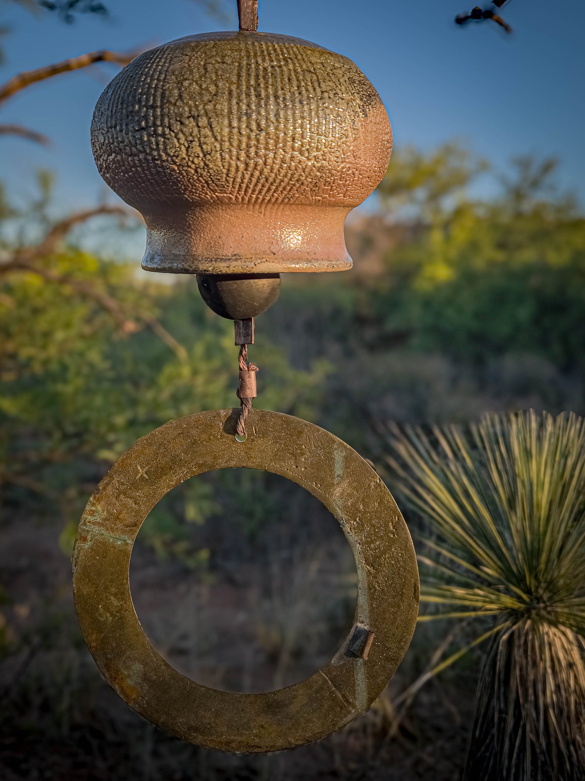 Wood Fire Relic Bell #3 • Brass Ring by Dirt Creature Pottery
