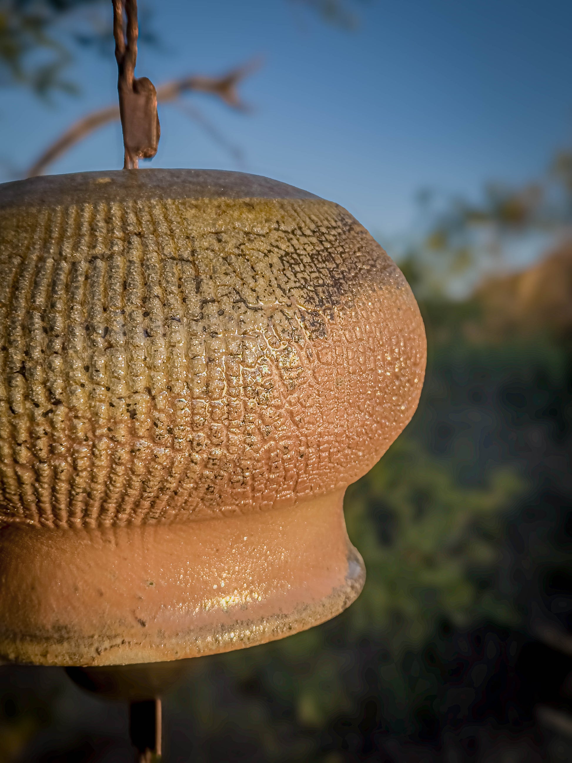 Wood Fire Relic Bell #3 • Brass Ring by Dirt Creature Pottery