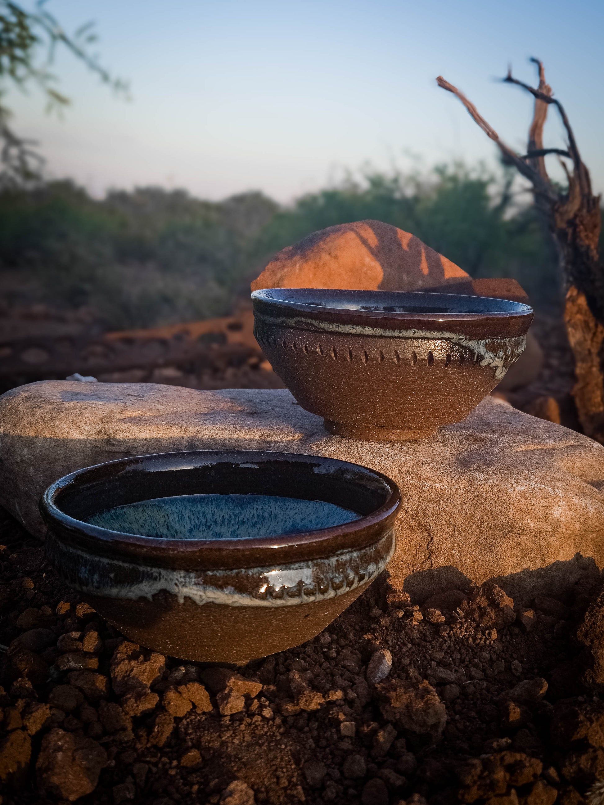Found Water Bowl (Set of 2) by Dirt Creature Pottery