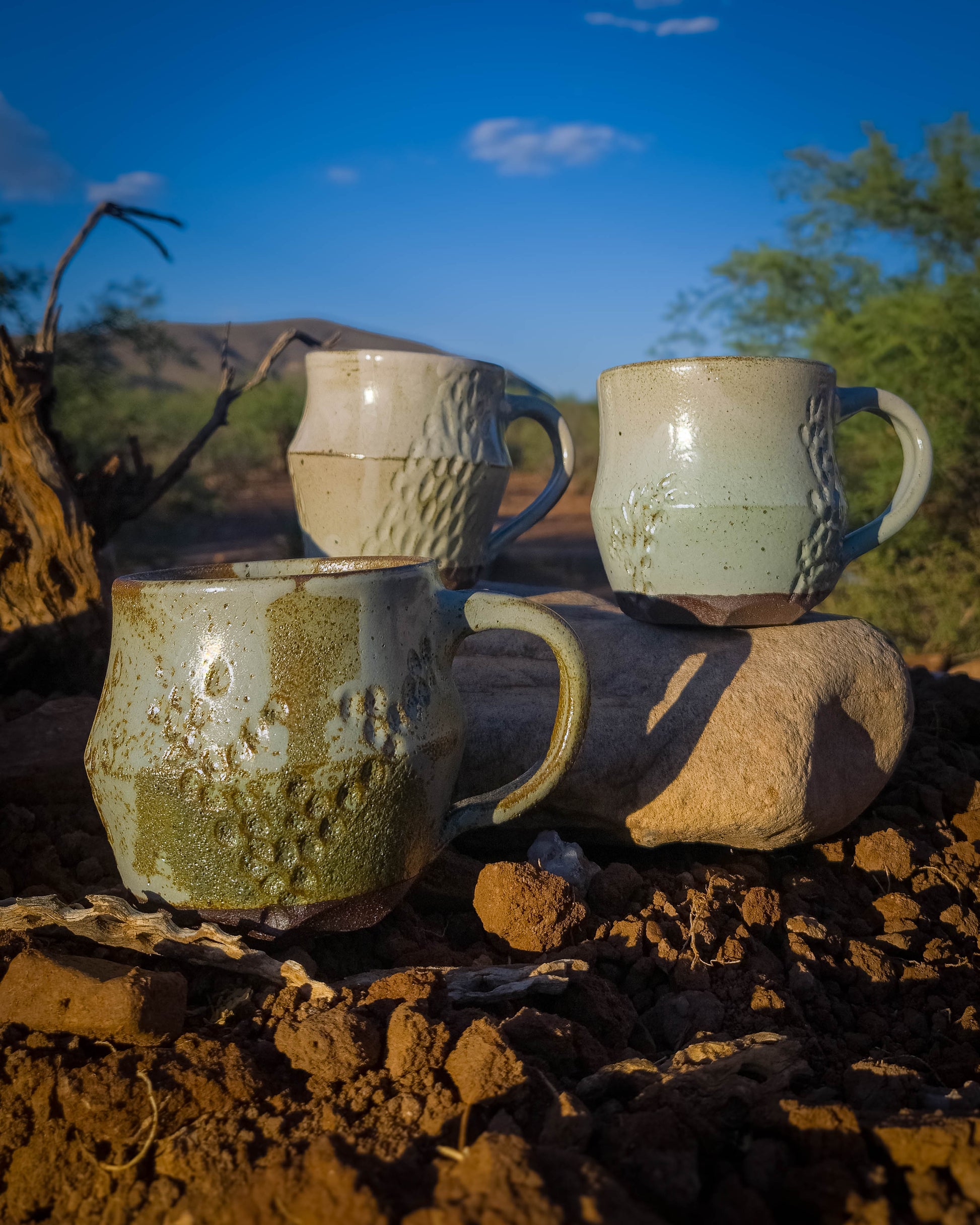 Antiqued Prickly Pear Mug by Dirt Creature Pottery