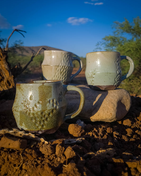 Antiqued Prickly Pear Mug by Dirt Creature Pottery