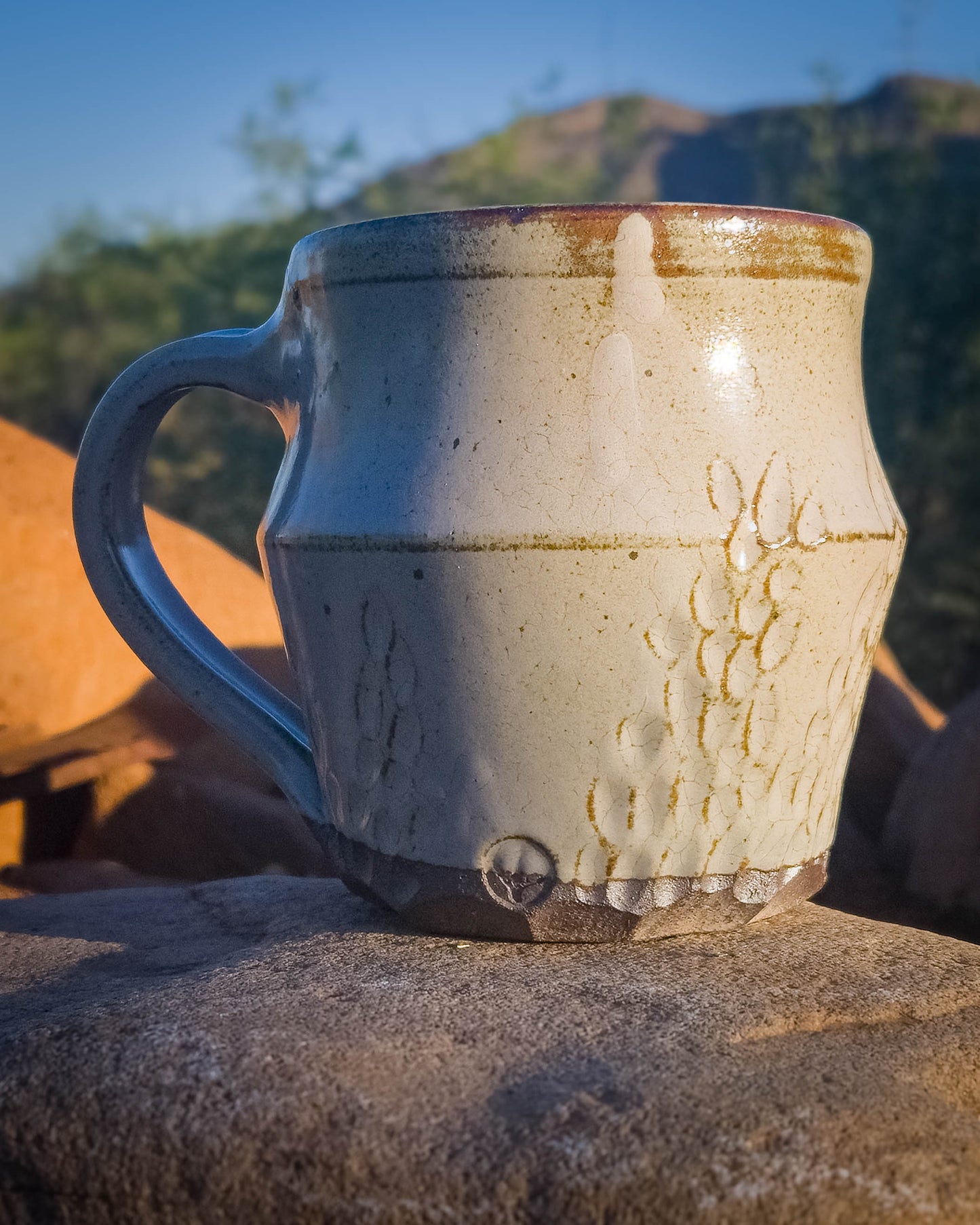 Antiqued Prickly Pear Mug by Dirt Creature Pottery