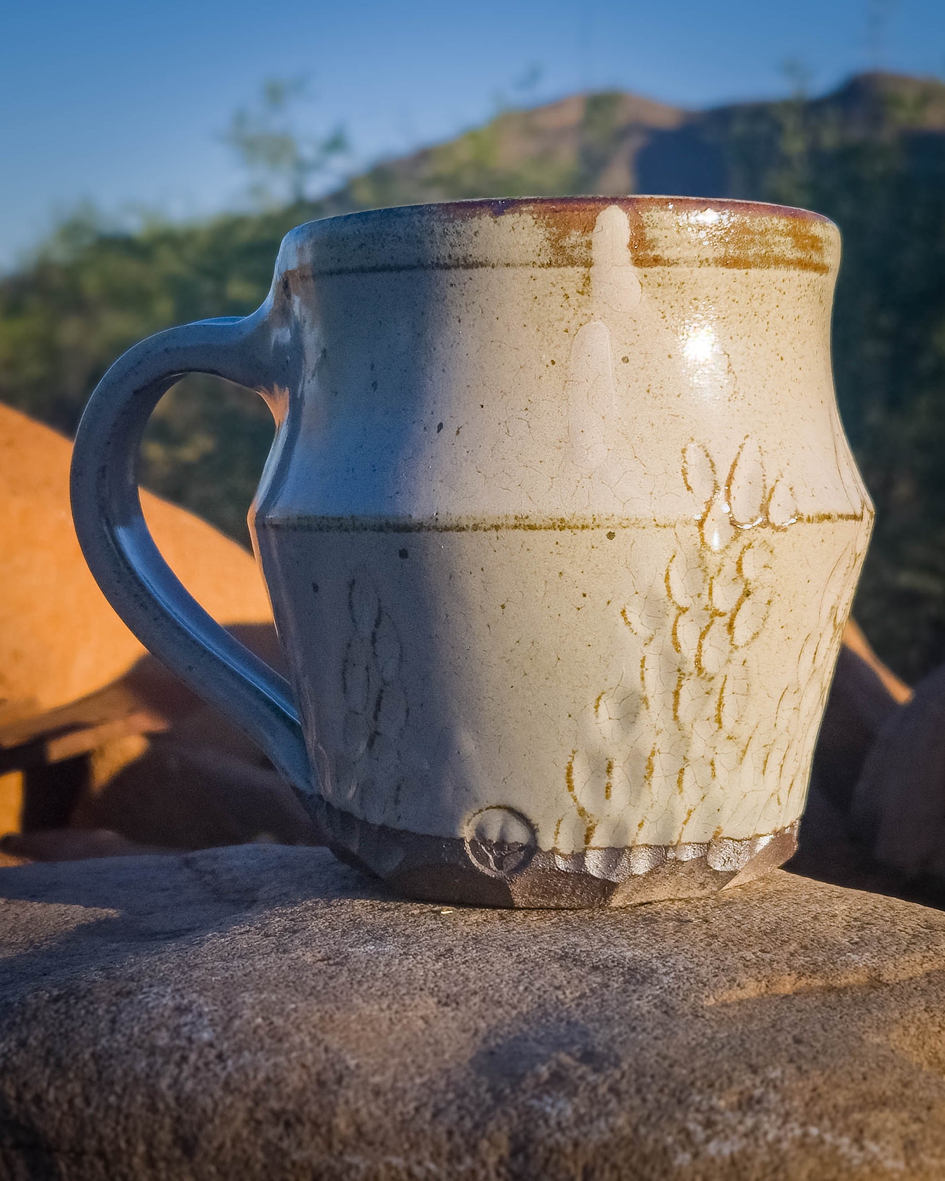 Antiqued Prickly Pear Mug by Dirt Creature Pottery