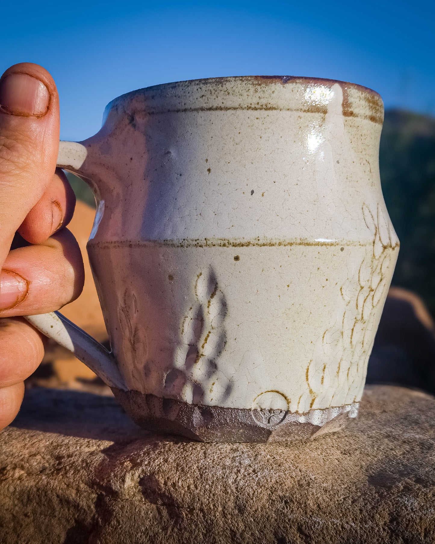 Antiqued Prickly Pear Mug by Dirt Creature Pottery