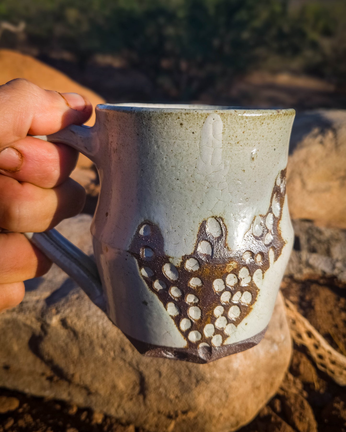 Two-Tone Prickly Pear Mug by Dirt Creature Pottery