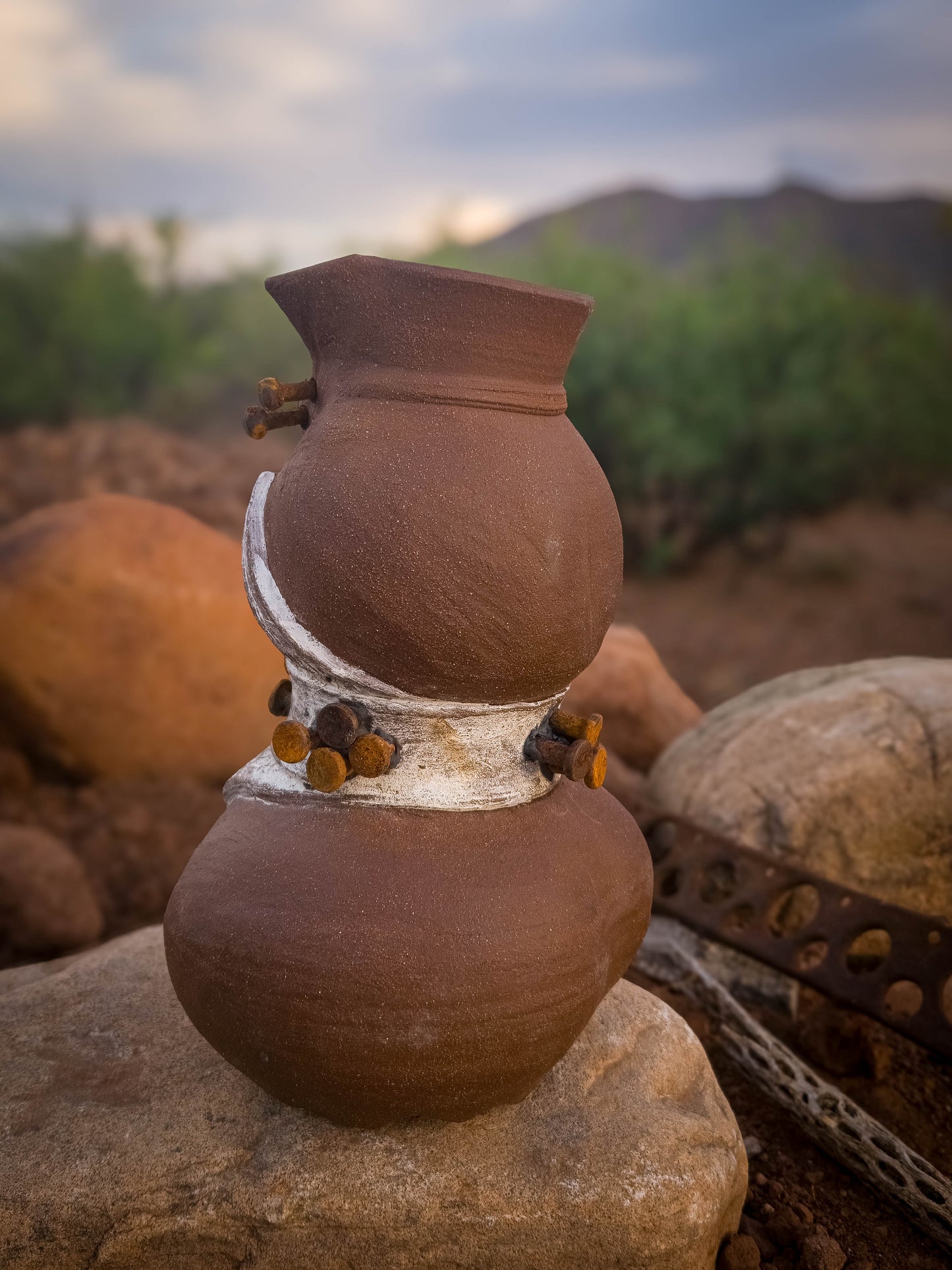 Rust Becoming • White Corset by Dirt Creature Pottery