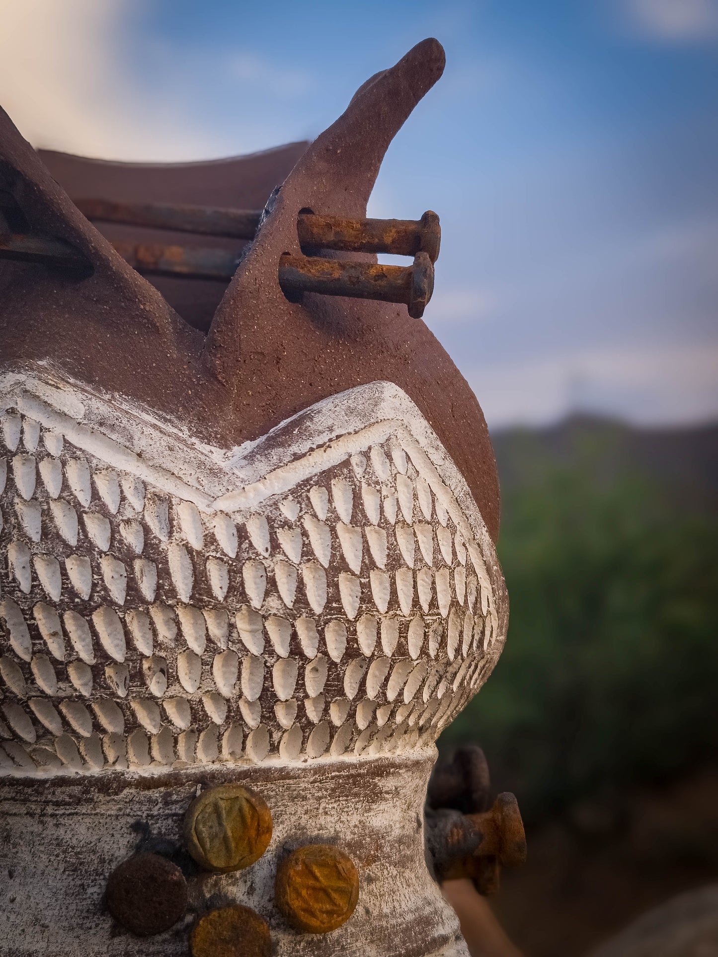 Rust Becoming • White Corset by Dirt Creature Pottery