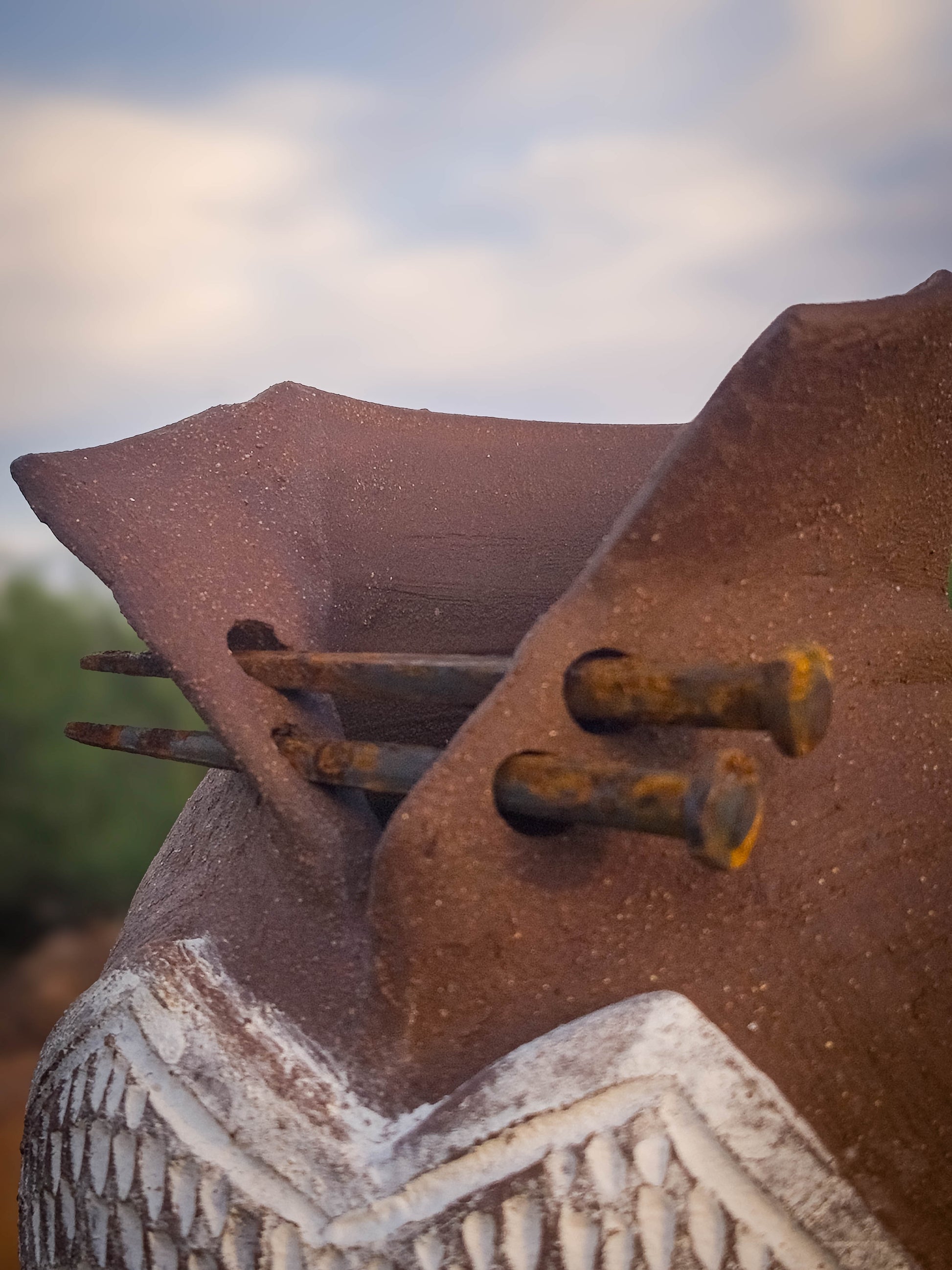 Rust Becoming • White Corset by Dirt Creature Pottery