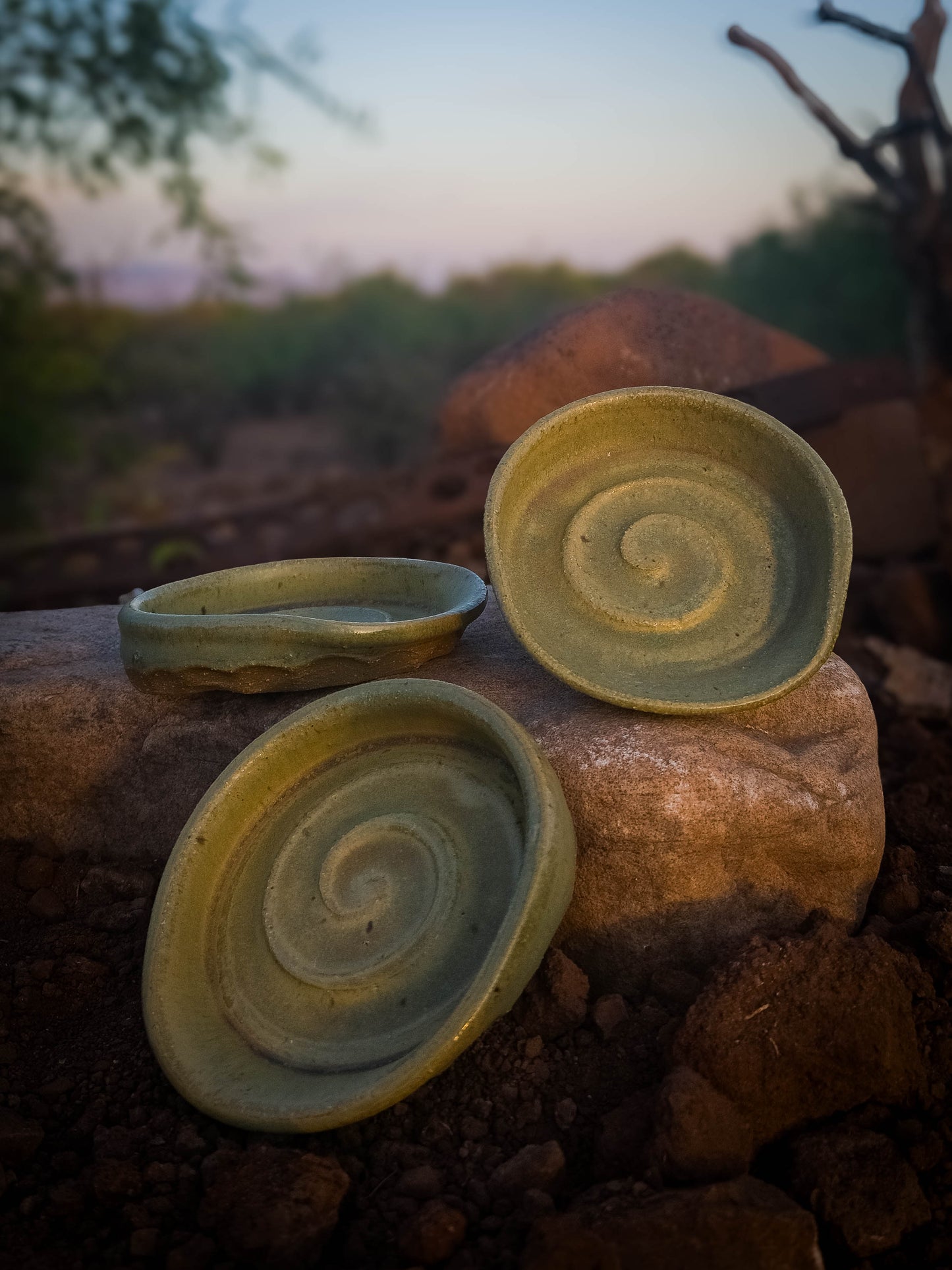 Dusty Sage Spoon Rest by Dirt Creature Pottery