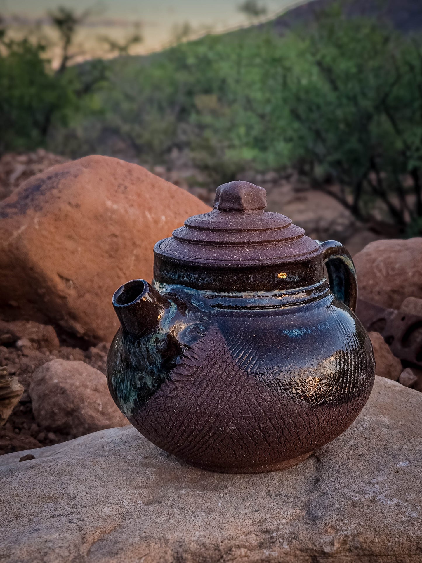 Desert Crackle Teapot #1 by Dirt Creature Pottery