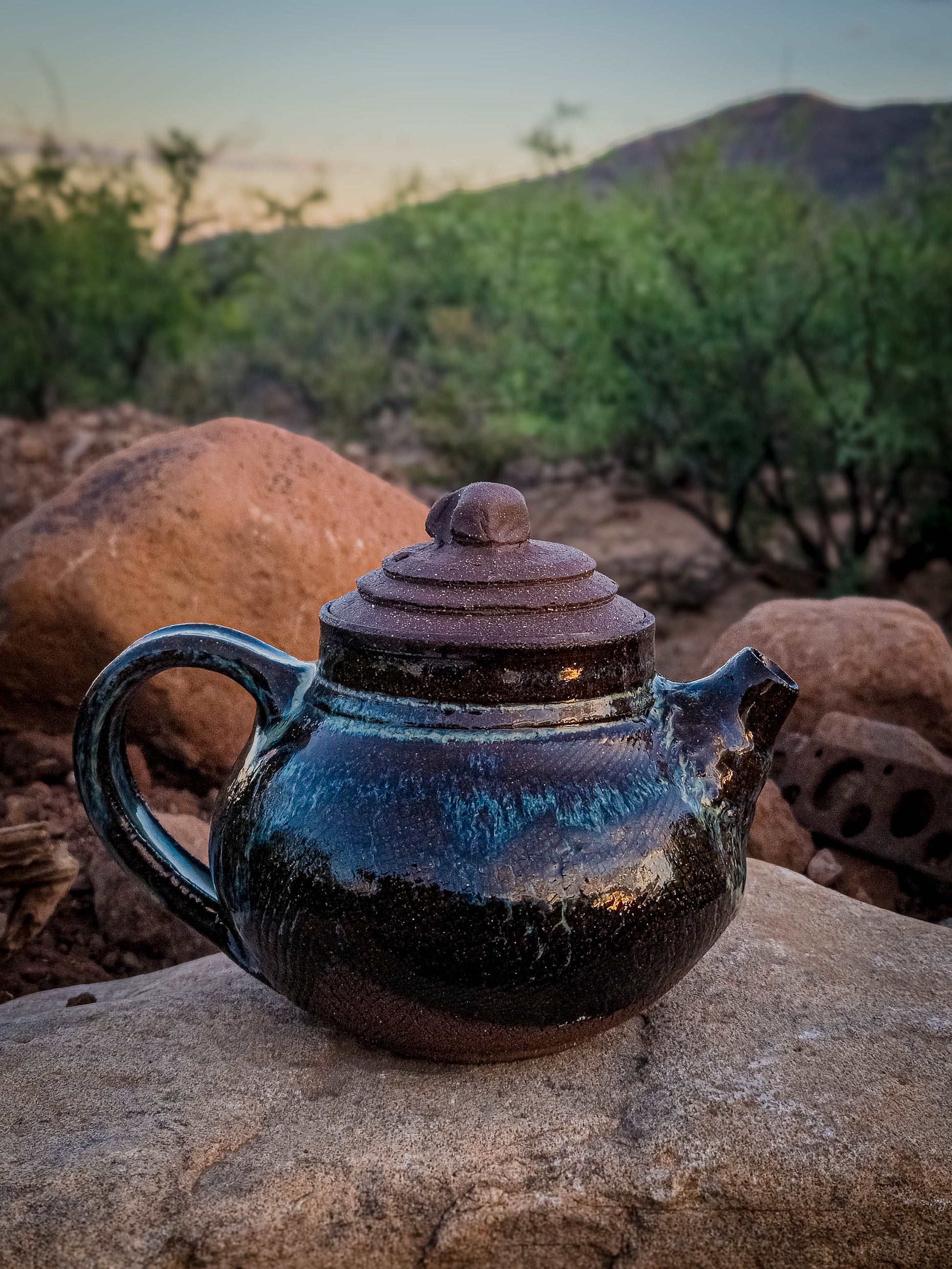 Desert Crackle Teapot #1 by Dirt Creature Pottery