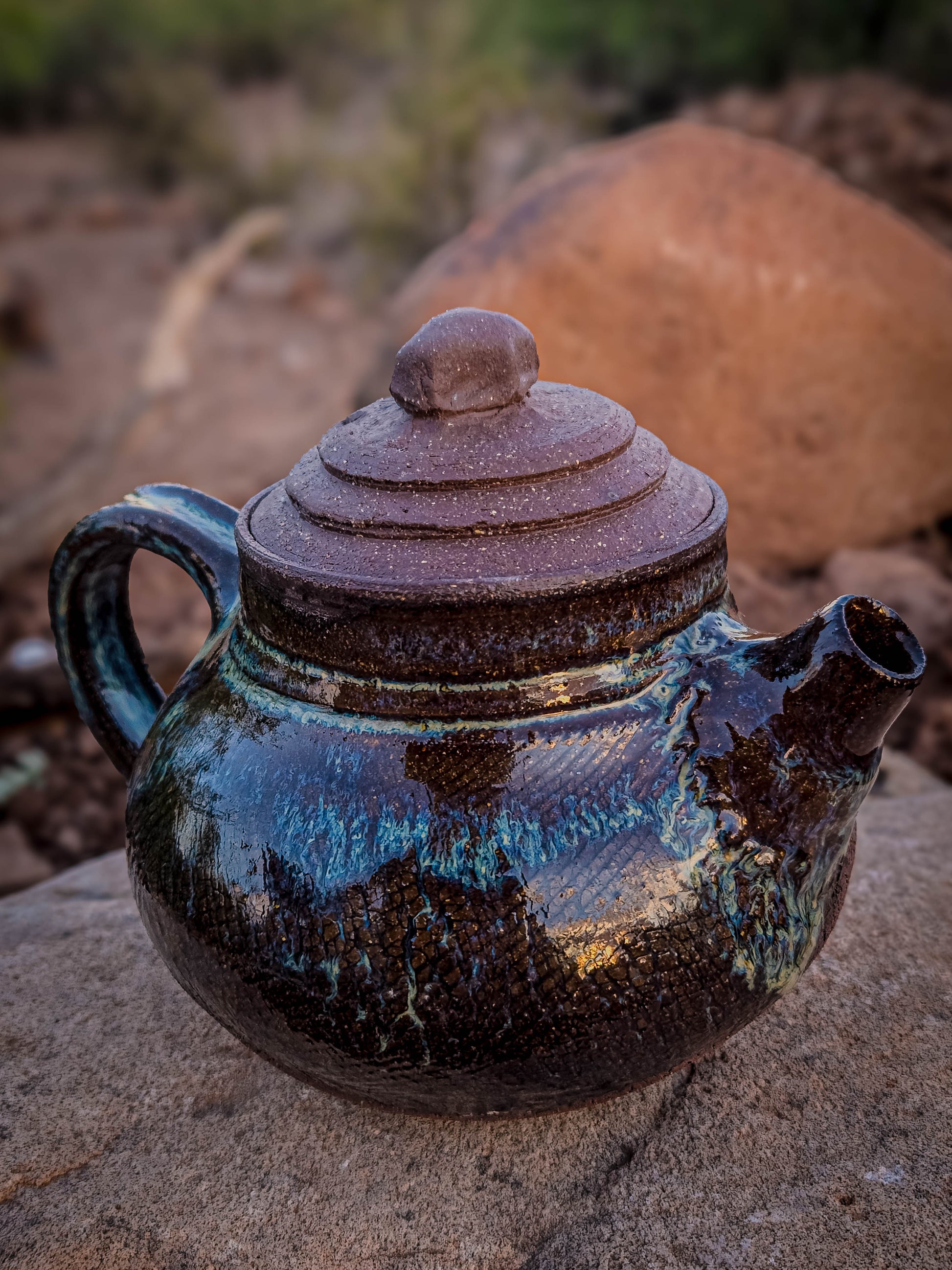 Desert Crackle Teapot #1 by Dirt Creature Pottery