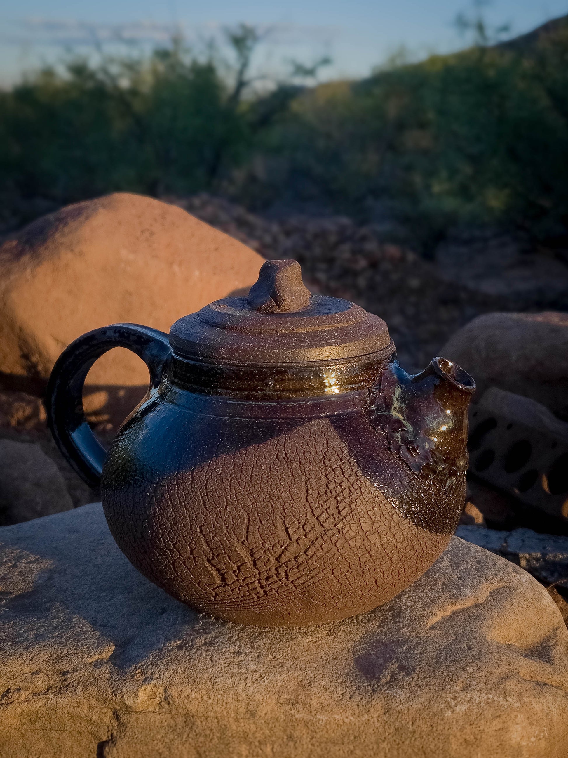 Desert Crackle Teapot #3 by Dirt Creature Pottery