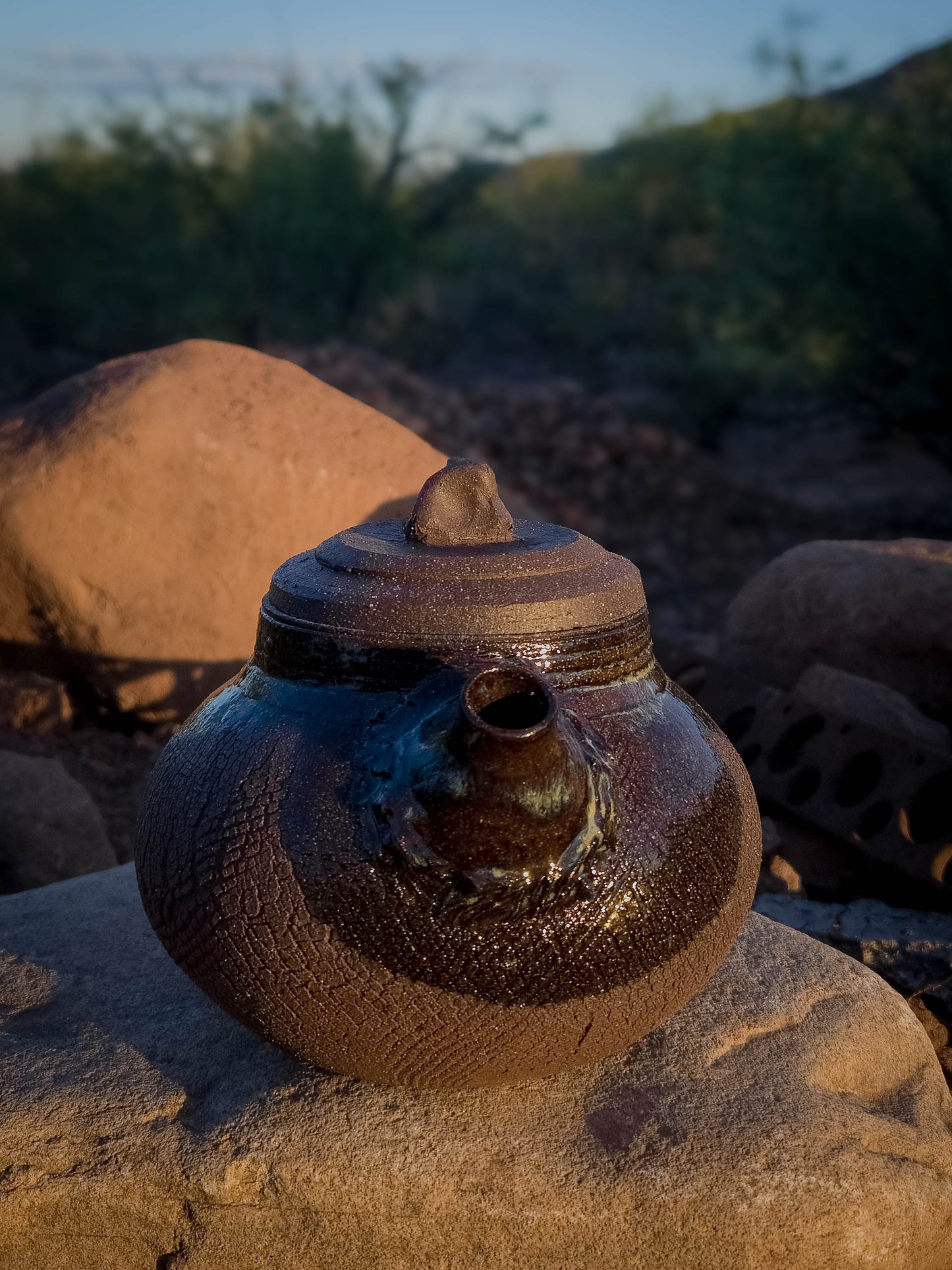 Desert Crackle Teapot #3 by Dirt Creature Pottery