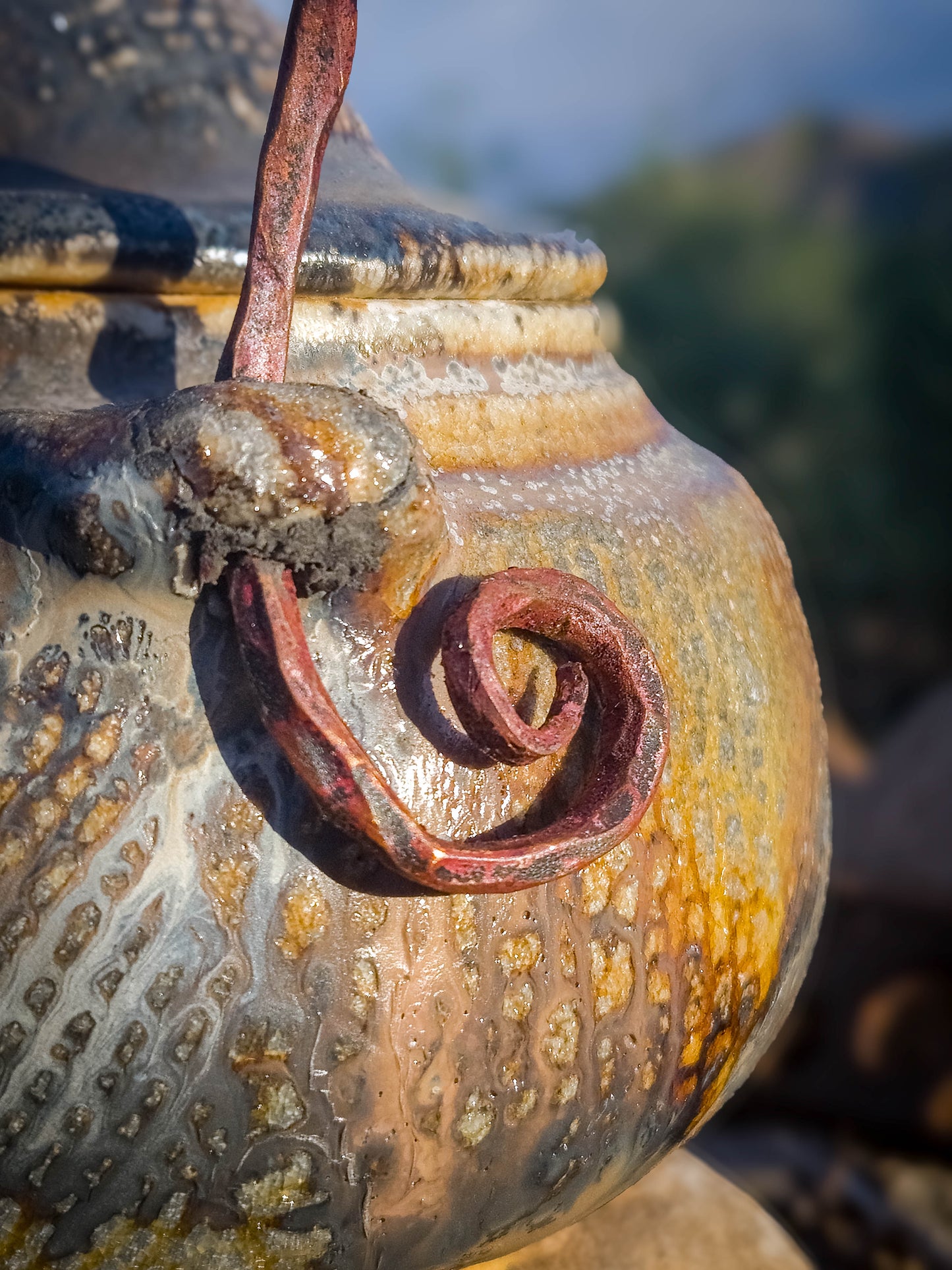 Wood Fire Teapot with Copper Handle by Dirt Creature Pottery
