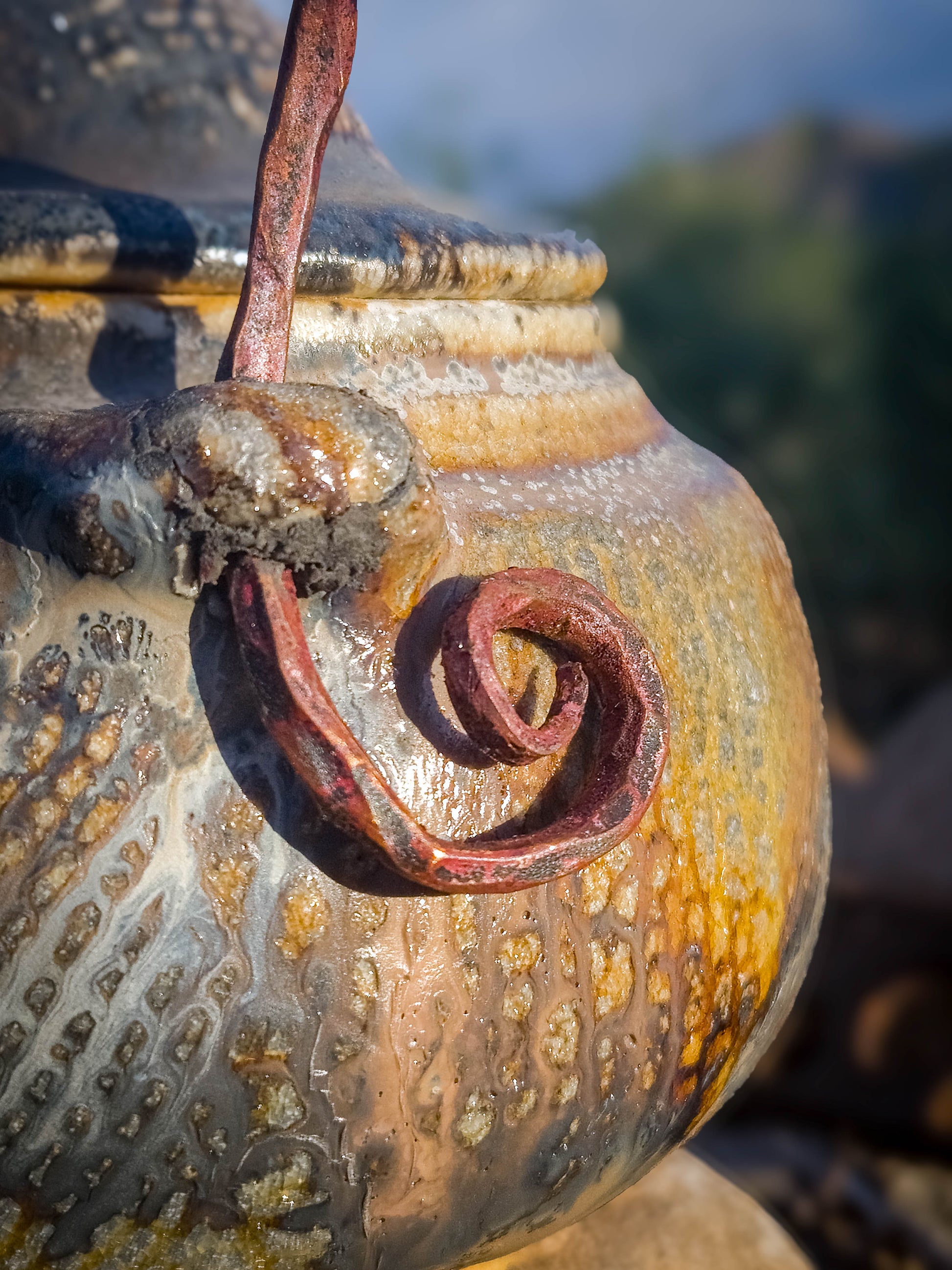 Wood Fire Teapot with Copper Handle by Dirt Creature Pottery