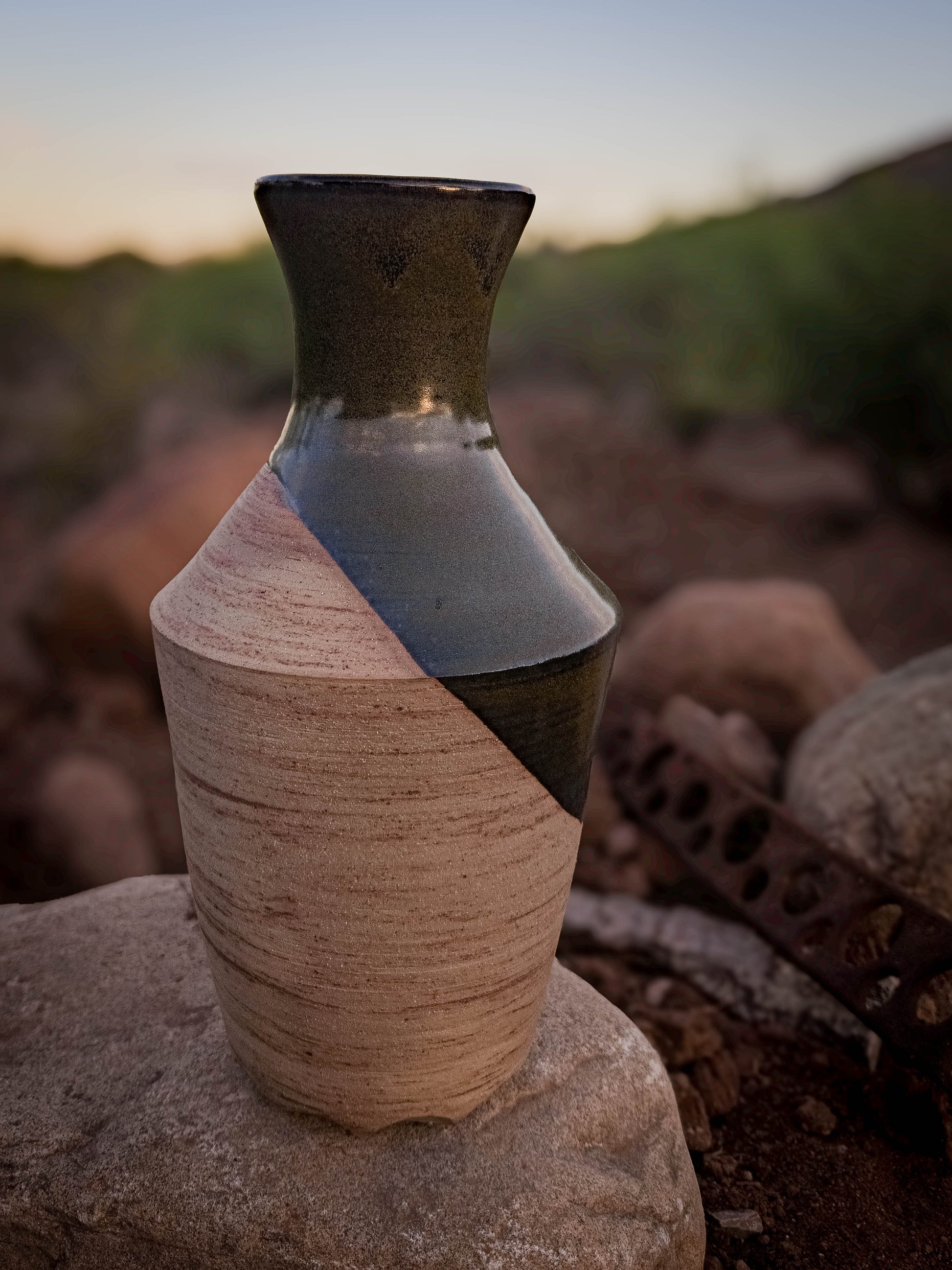 Desert Verdigris Vase #1 by Dirt Creature Pottery