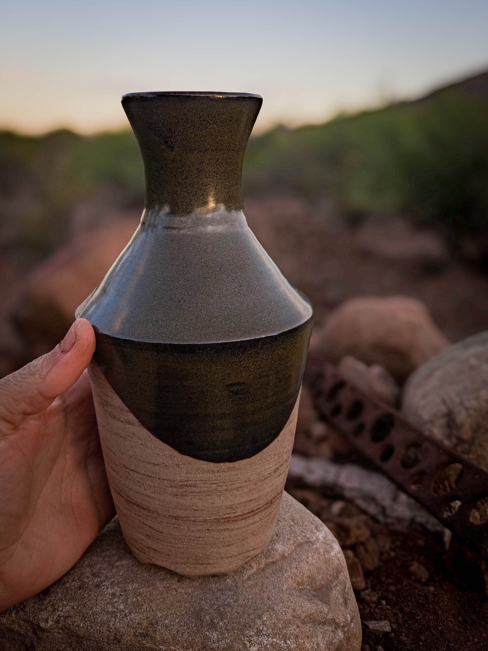 Desert Verdigris Vase #1 by Dirt Creature Pottery