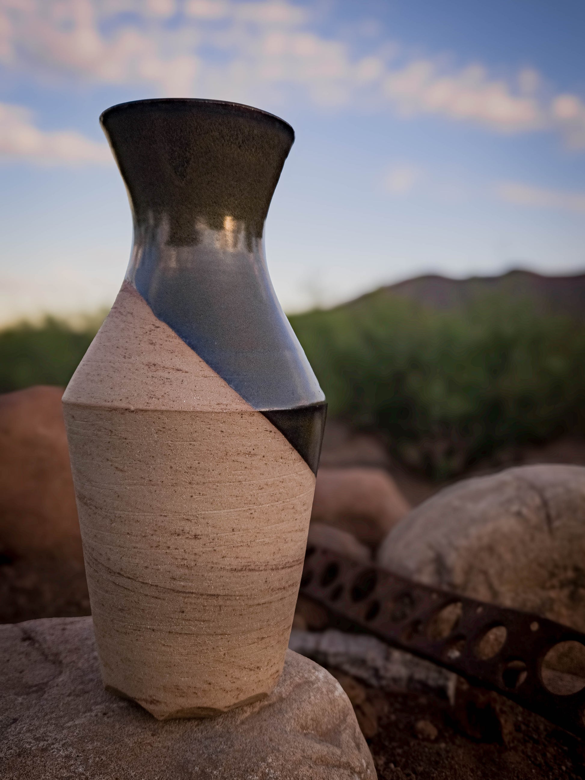 Desert Verdigris Vase #3 by Dirt Creature Pottery