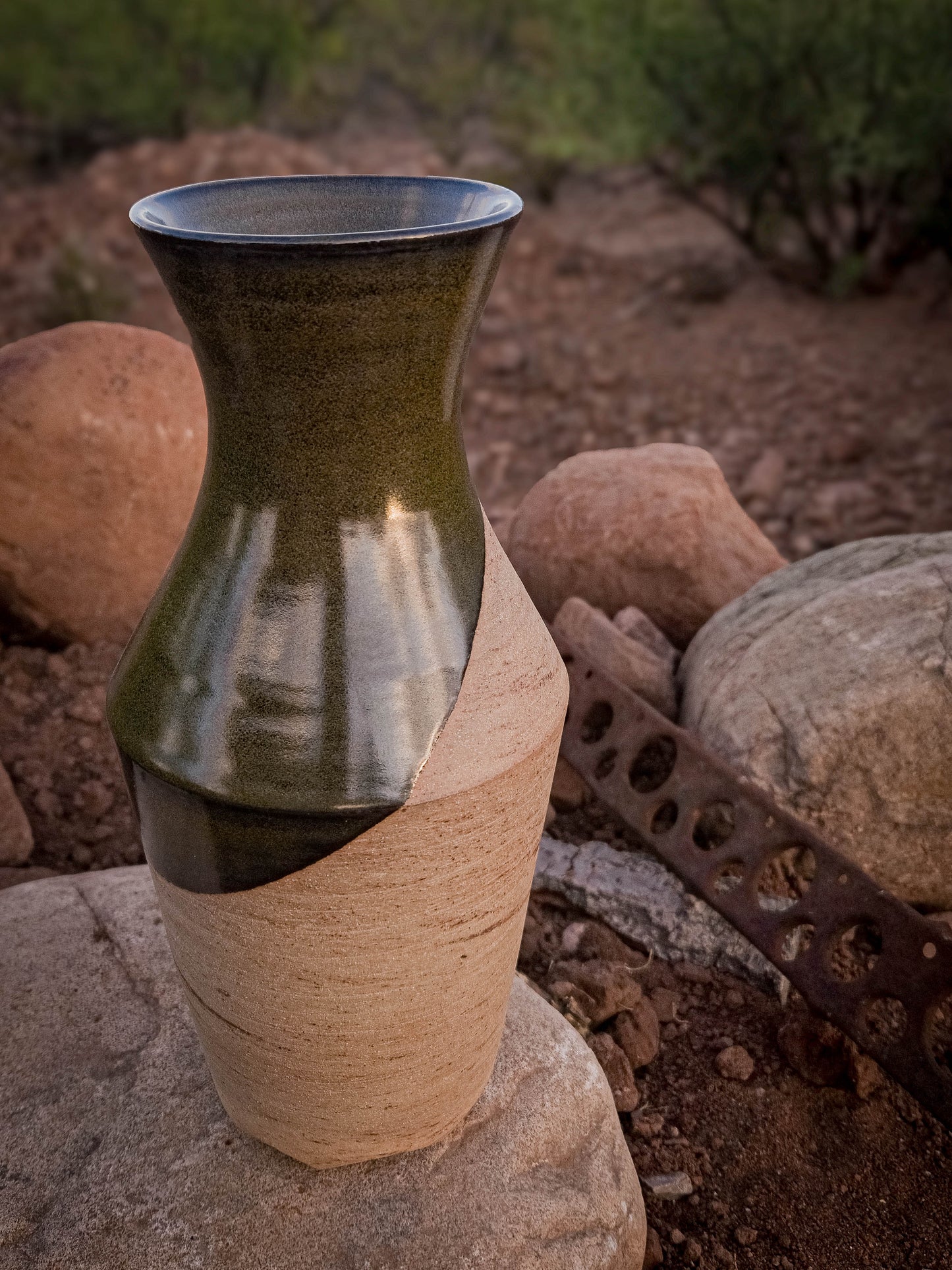 Desert Verdigris Vase #3 by Dirt Creature Pottery