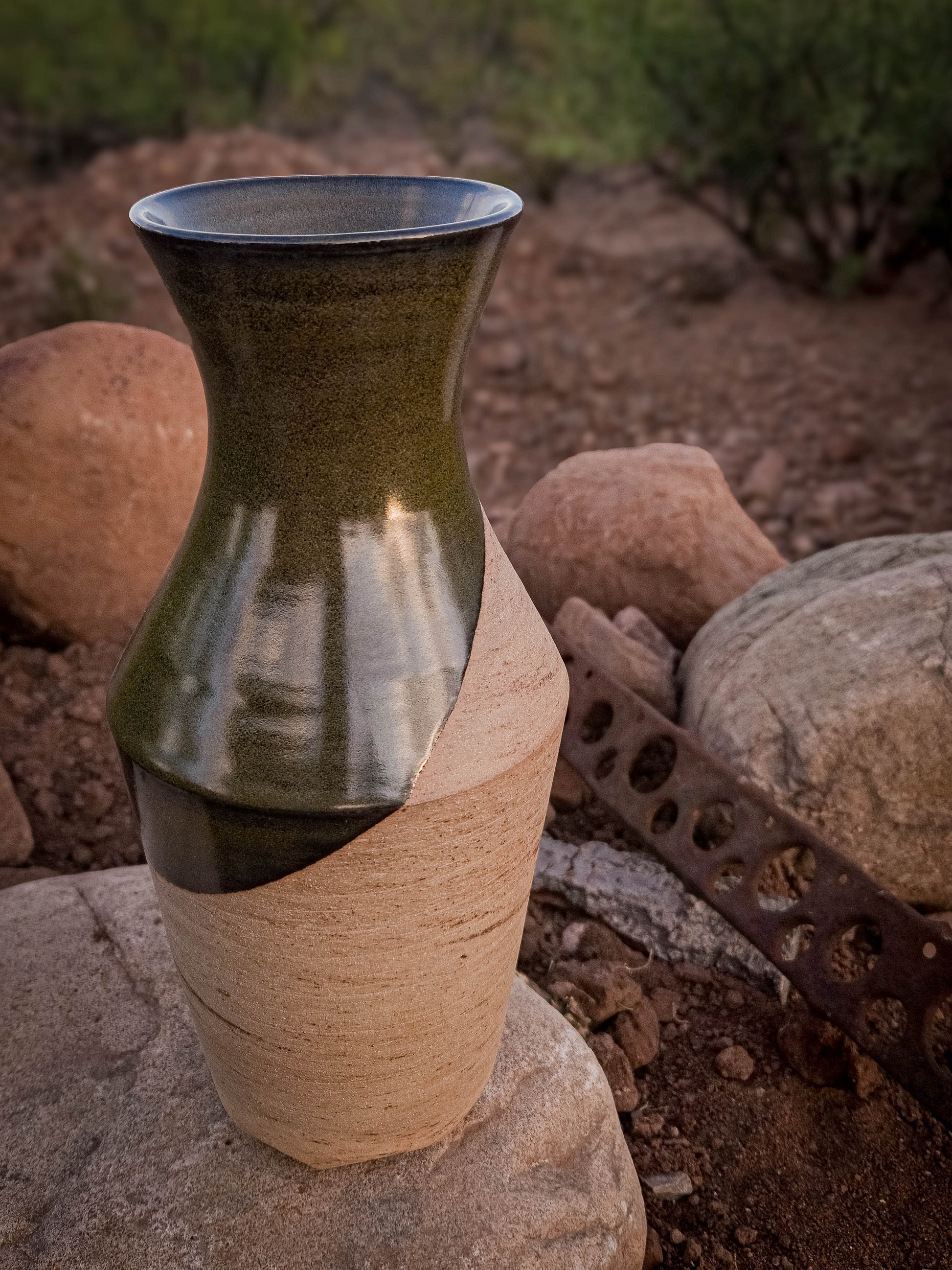 Desert Verdigris Vase #3 by Dirt Creature Pottery