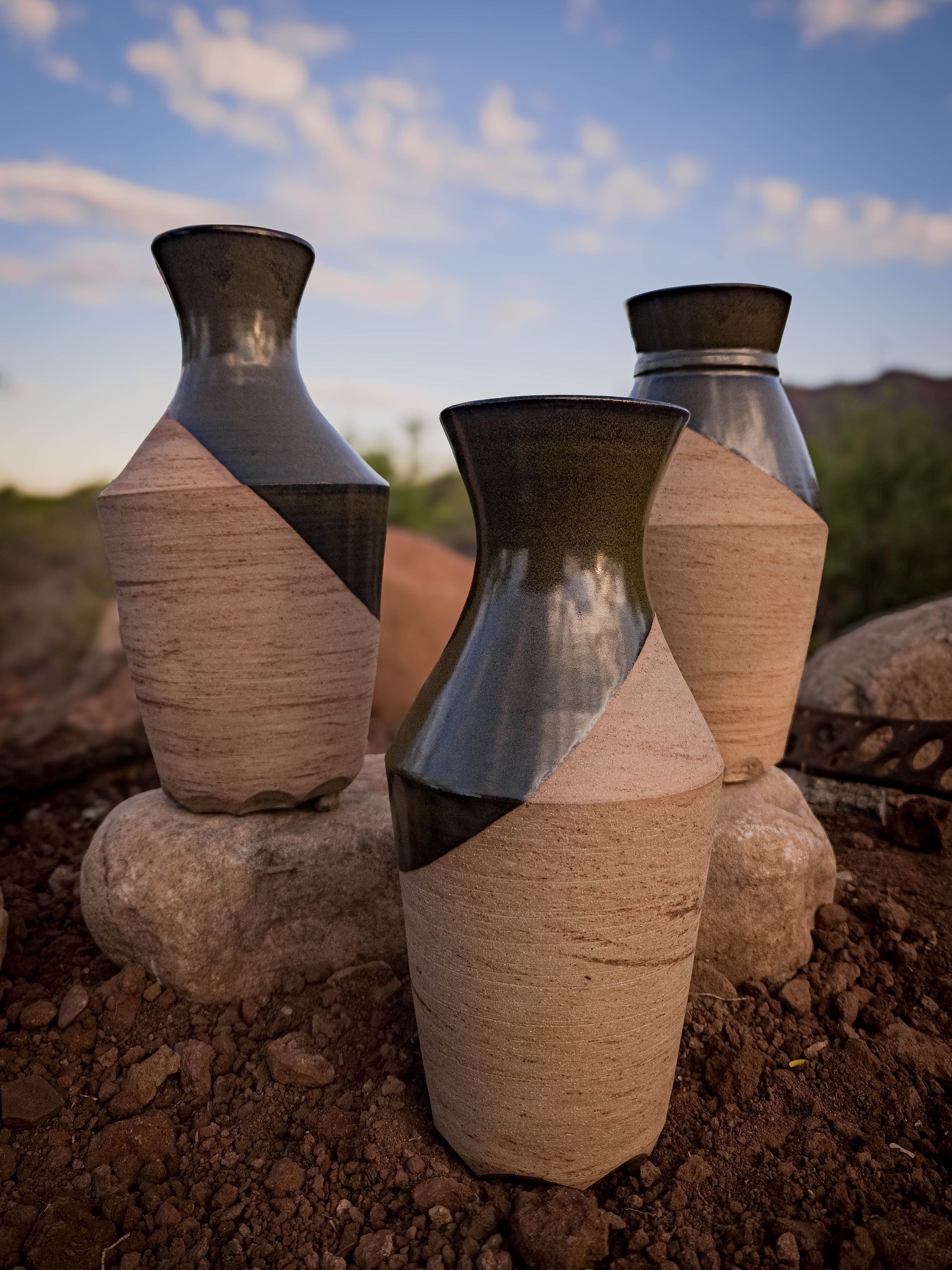 Desert Verdigris Vase #3 by Dirt Creature Pottery