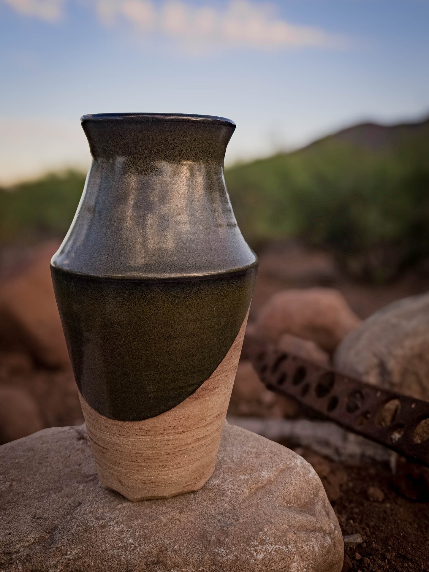 Desert Verdigris Vase #4 by Dirt Creature Pottery