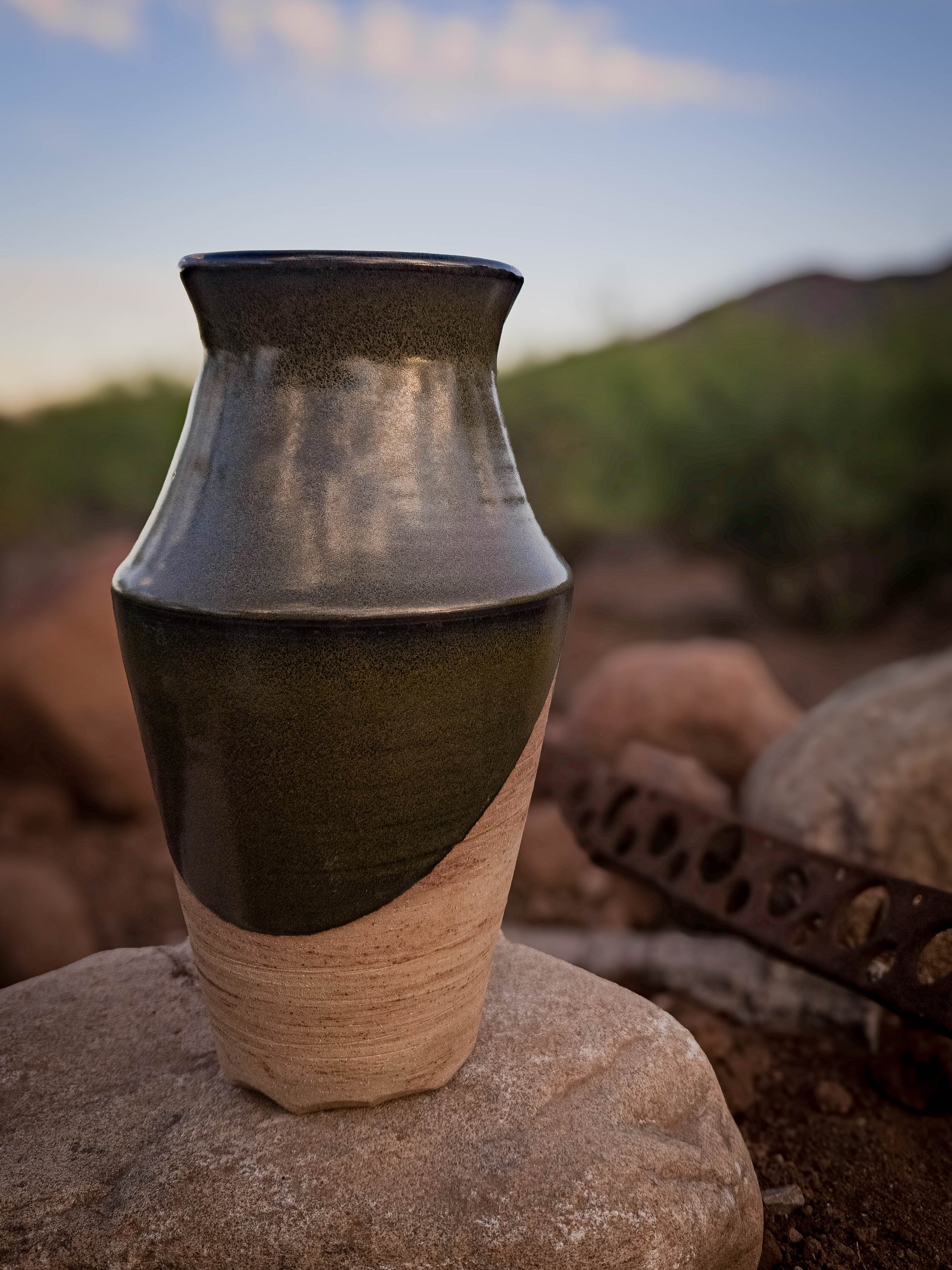 Desert Verdigris Vase #4 by Dirt Creature Pottery