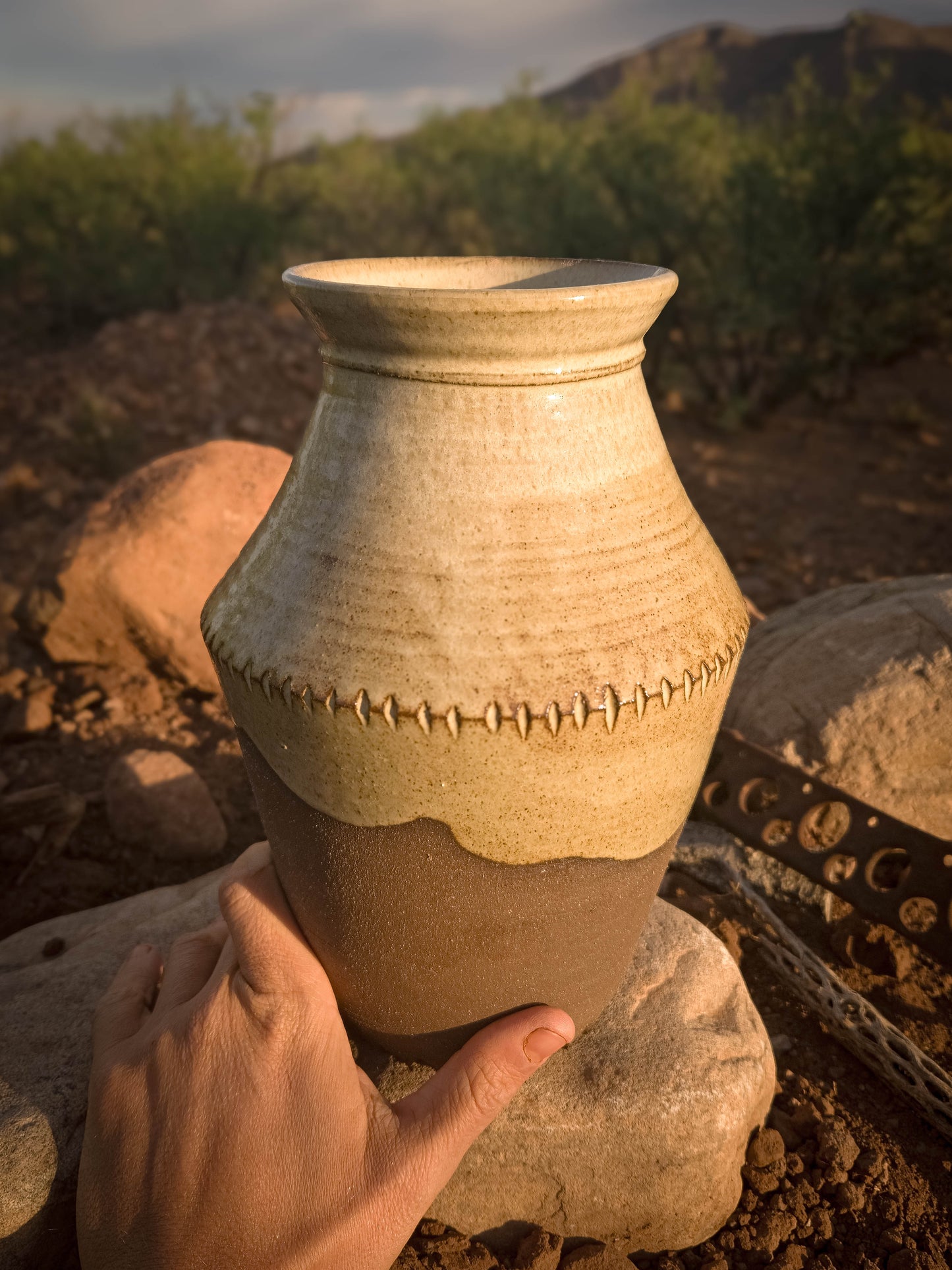 Desert Sacaton Vase by Dirt Creature Pottery