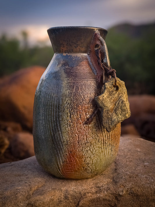 Small Wood Fire Vase by Dirt Creature Pottery
