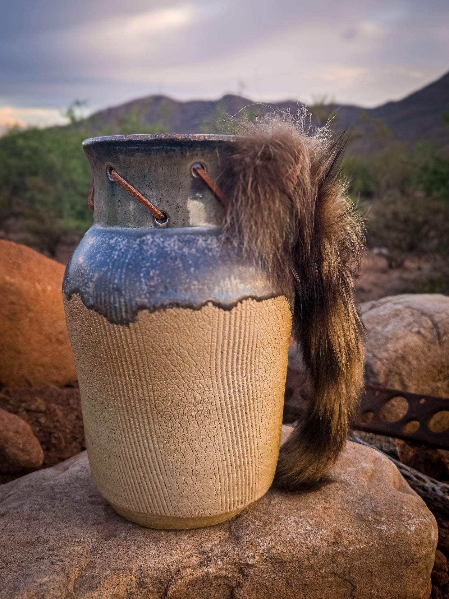 Badger Tail Wood Fire Vase by Dirt Creature Pottery