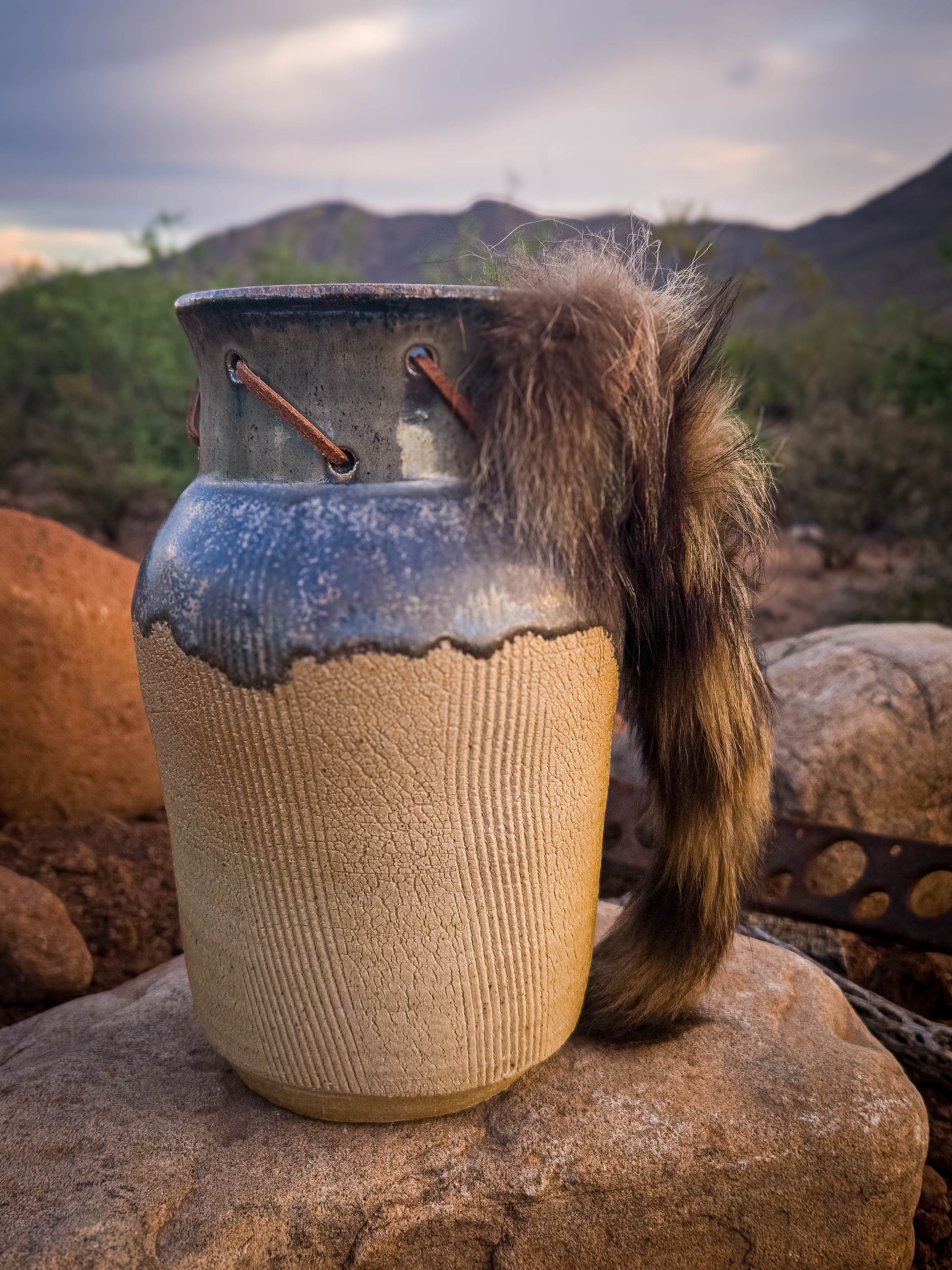 Badger Tail Wood Fire Vase by Dirt Creature Pottery