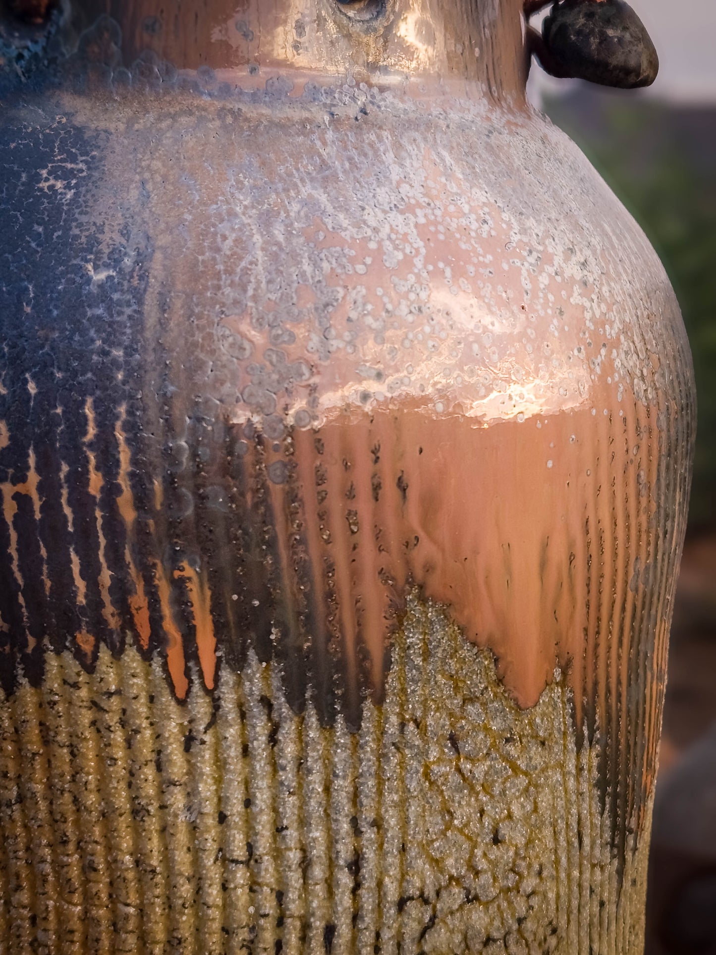 Badger Tail Wood Fire Vase by Dirt Creature Pottery